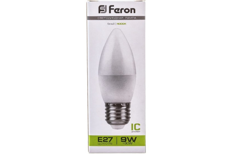 Купить Лампа светодиод. FERON LB-570 свеча LED 9Вт Е27 4000К 230V 25937 фото №8