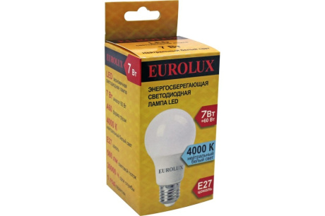 Купить Лампа светодиод. LL-E-A60-7W-230-4K-E27 груша 7Вт  нейт. Е27  Eurolux 4606059029441 фото №3