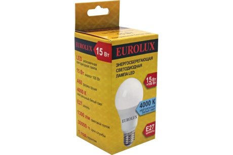 Купить Лампа светодиод. LL-E-A60-15W-230-4K-E27 груша 15Вт  нейт. Е27  Eurolux 4606059029526 фото №5