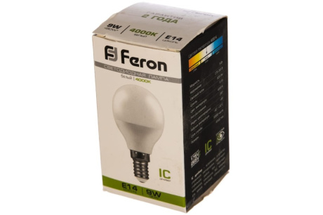 Купить Лампа светодиод. FERON LB-550 шар LED 9Вт Е14 4000К G45 25802 фото №4