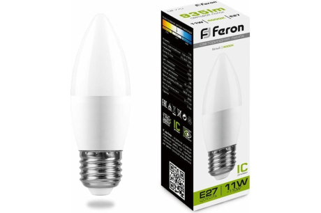 Купить Лампа светодиодная FERON LB-770 11W 230V E27 C35 свеча 4000K 935lm 37*111mm 25944 фото №1