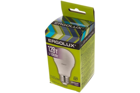 Купить Лампа Ergolux LED ЛОН 12Вт Е27 6500К колба А60 12880 фото №3