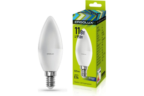 Купить Лампа светодиод. Ergolux LED 11Вт Е14 6500К свеча 172-265В 13620 фото №1