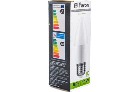 Купить Лампа светодиодная FERON LB-770 11W 230V E27 C35 свеча 4000K 935lm 37*111mm 25944 фото №8
